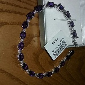 Amethyst with diamond accent tennis bracelet